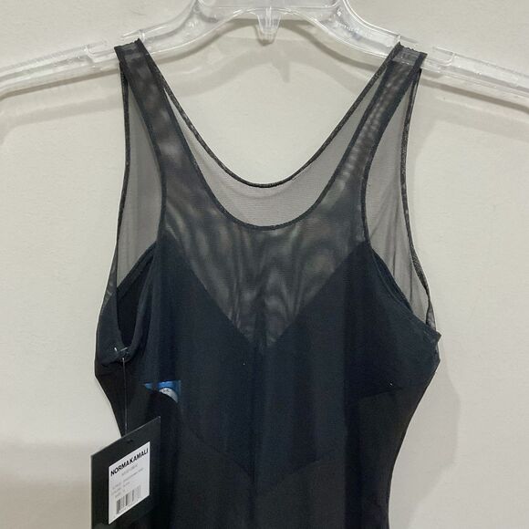 Norma Kamali Black One-Piece Swimsuit Racer Deep-V Combo Mio Sz S New Mesh Swim - Picture 7 of 9